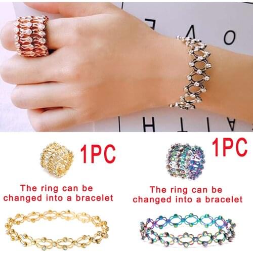 Retractable Change Dual-use Deformation Folding Ring For Women Jewelry Creative Personality Flexible Magic 2-in-1 Finger Rings