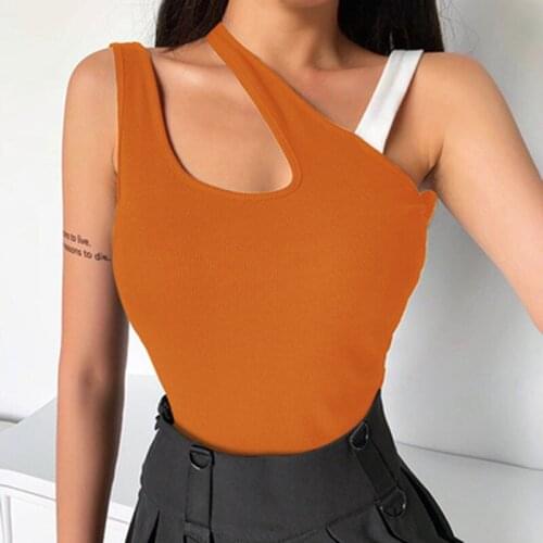 Women clothes Streetwear catsuit European American body suit summer sleeveless One Oblique shoulder Backless Sexy Tight Bodysuit
