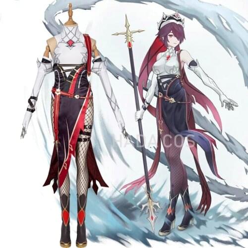 Game Genshin Impact Rosalia Cosplay Costume Clothes Sets Suit Uniform Halloween Outfit for Women Custom Shoes
