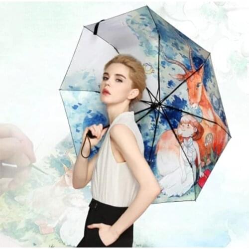 Folding Umbrellas Print Clear Anime Umbrella Rain Women Flowers Art Uv Parasol Unbrella Corporate Gifts Ideas Men Van Gogh Paint