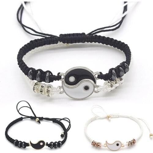 1PC Adjustable Yin Yang Braids Couple Bracelet Lucky Jewelry Friendship Cord Bracelet Lover Valentines Birthday Gift Hand Rope