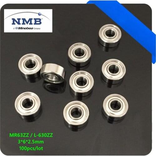 100pcs/lot high quality high speed NMB Minebea MR63ZZ L-630ZZ 3*6*2.5mm deep groove ball bearing ABEC-5 3x6x2.5mm