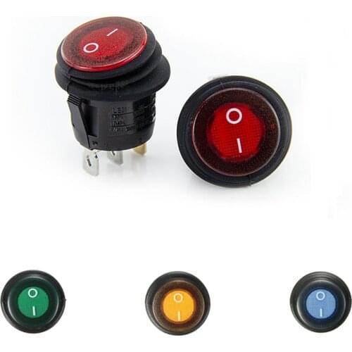 1pc OLS 250V DC 10A On/Off Rocker Switch IP65 Waterproof 3Pin SPST LED illuminated