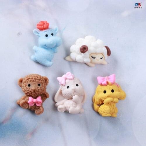20Pcs Mini Cartoon Sheep Rabbit Earing Making Resin Flatback Cabochon Scrapbooking Fit Jewelry Embellishments Diy Accessories