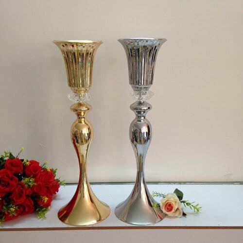 21.6 Inches Tall Gold Silver Wedding Party Aisle Walkway Table Centerpiece Wedding Flower Vase Wedding Decoration