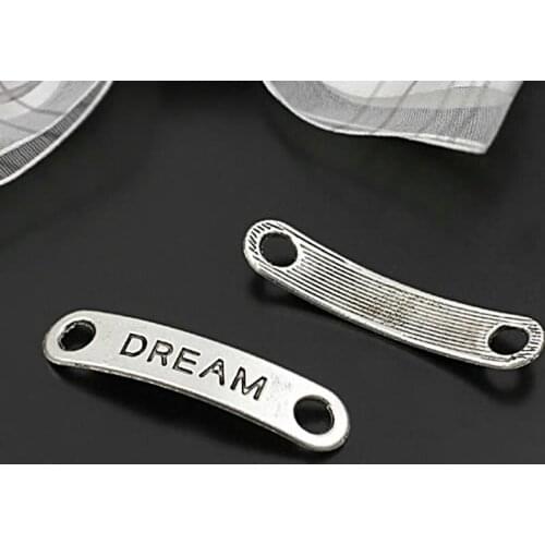 28064)30PCS 38x8MM Antique Style Zinc Alloy Dream Arcuated Bracelet Connect Charms Diy Jewelry Findings Accessories Wholesale