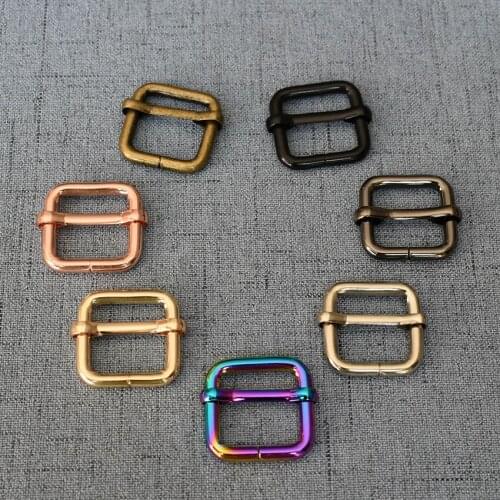 50 Pcs/Lot 20mm Metal Thickness Shoulder Leather Bag Strap Belt Web Rectangle of 7 different colors Slider Adjustable Buckle