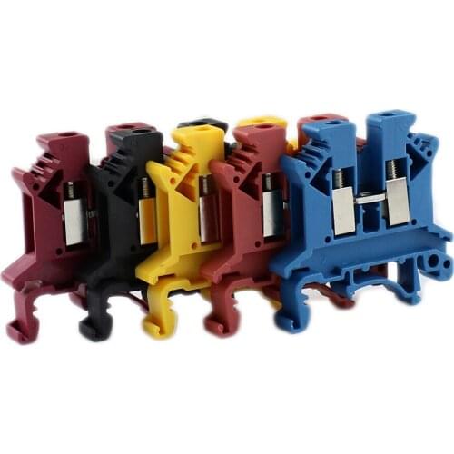 50Pcs UK-2.5B blue/grey/red/yellow 2.5mm2 DIN Rail Universal Combination Terminal Blocks Screw Type UK2.5B