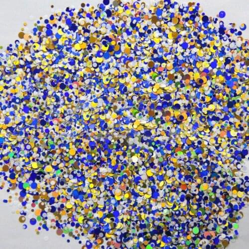 500Gram/lot Glitter Blue White gold Mixed Colors Round Dot Glitter Paillette Spangle for Nail Art Glitter 1/2/3mm Mixed YMP-26