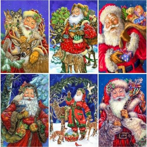 5D Diy Diamond Painting Christmas Cross Stitch Diamond Mosaic Full Square Drill Santa Claus Embroidery Cartoon Mosaic Home Decor