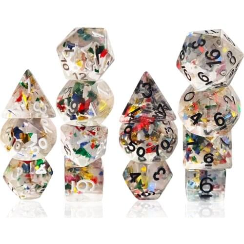 7Pcs/set 2021 Foreign Trade New Product Transparent Color Film Right Angle Multi-sided Dice Board Game Digital Dice