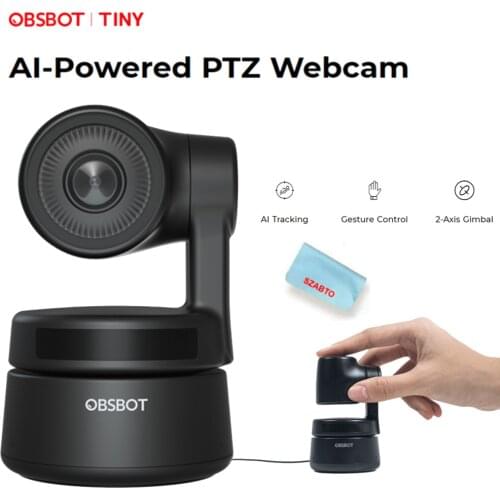AI-Powered PTZ Webcam AI Tracking Zoom, OBSBOT Tiny 2-Axis Gimbal Full HD 1080p Video Chat Online Meeting Online Live Streaming