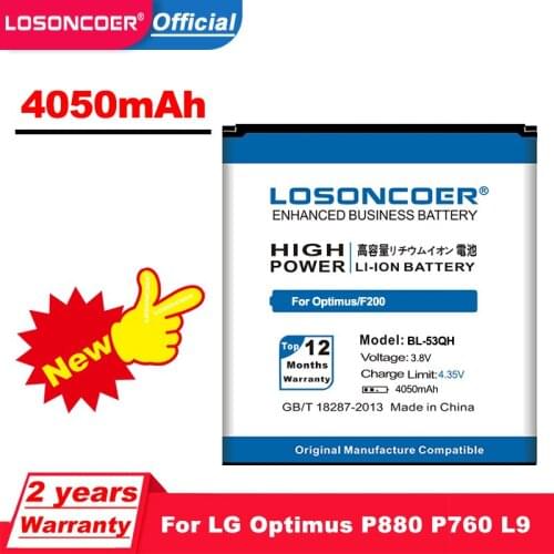 LOSONCOER BL-53QH 4050mAh For LG Optimus P880 battery 4X HD F160 F200L/S/K P765 P760 L9 KP765 F200 E0267 P870 P769 P768