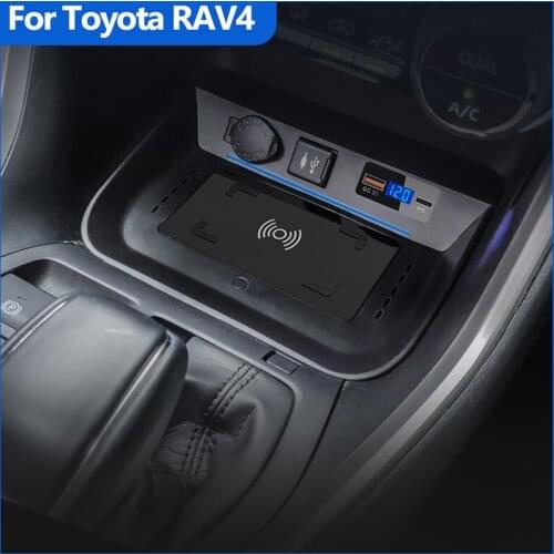 Car QI wireless charger For Toyota RAV4 Wilanda accessories 15W fast charging pad interior modification parts 2019-2020