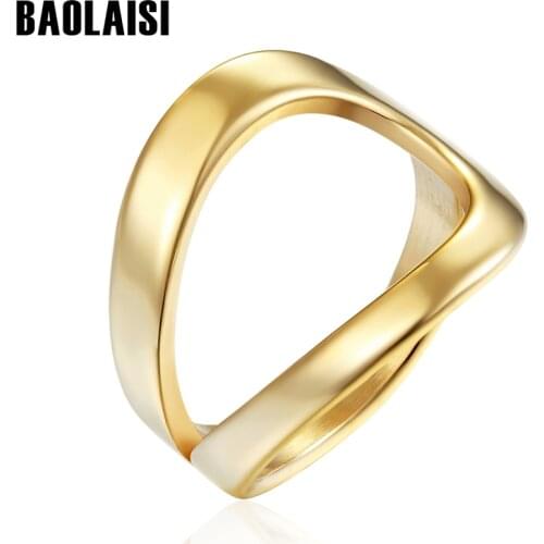 BAOLAISI Simple Summer Water Drop Shape Ring Wire Wrap Surf Rings For Women Stainless Steel Jewelry Birthday Party Gifts