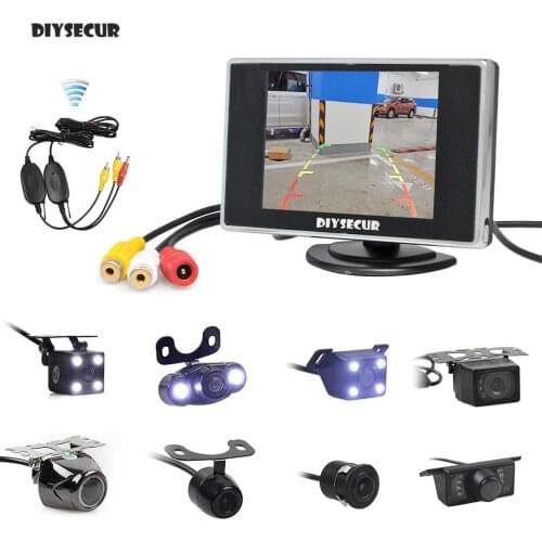 DIYSECUR Wireless 3.5inch Car Rearview Monitor Auto Parking Vedio + LED Night Vision Backup Reverse Rear View Car Camera