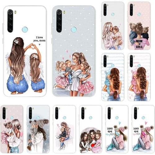 Black Brown Hair Baby Mom Girl Son Soft Phone Case For Xiaomi Redmi 8 9 7 9A 9C 7a 6 6A K20 K40 9T Note 10 9 8T 7 6 Pro 9s Cover