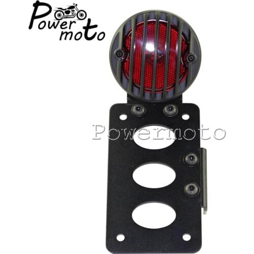 Motorcycle Black Taillight License Number Plate Bracket Side Mounting Tail Brake Light For Harley Sportsters Bobber Chopper