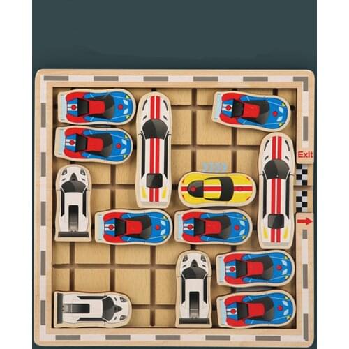 Wooden 22 Sliding Car Puzzel Toy Handmade Klotski Toys IQ Educational Game