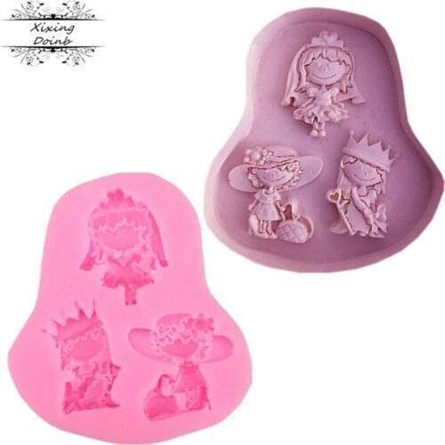 Girl princess bride cake decorating tools Liquid 3D Silicone Mold DIY baking accessories