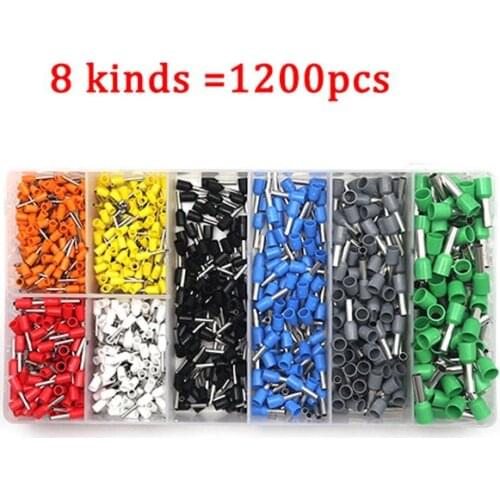Dc Electrical Connector 1200Pcs Insulated Wire Terminals Crimp Spade Butt Plug Slides Ferrules Block Cord Wire Fork U-type Kit