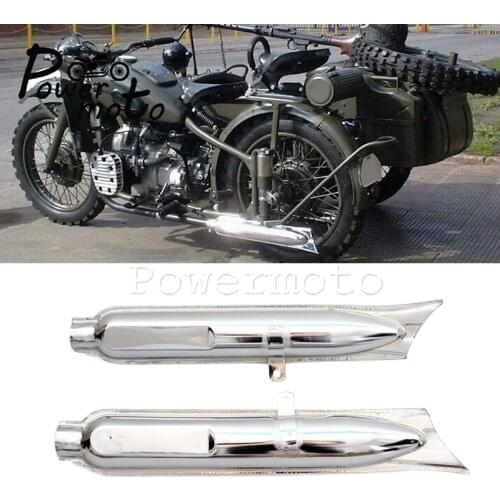 Chrome Black Fishtail Exhaust Muffler Pipe Ural Side Car Silencer For BMW M72 K750 R75 R61 R71 R12 Cafe Racer