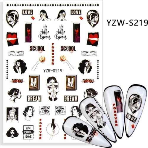 Cosmetics Lady Eyes adhesive 3d nail sticker foil nails art decoration cute cartoon designs nail decals manicure supplies tool