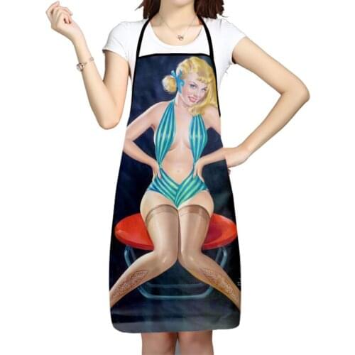 Kitchen Apron Pin Up Printed Sleeveless Oxford Fabric Aprons for Men Women Home Cleaning Tools Creative Gifts