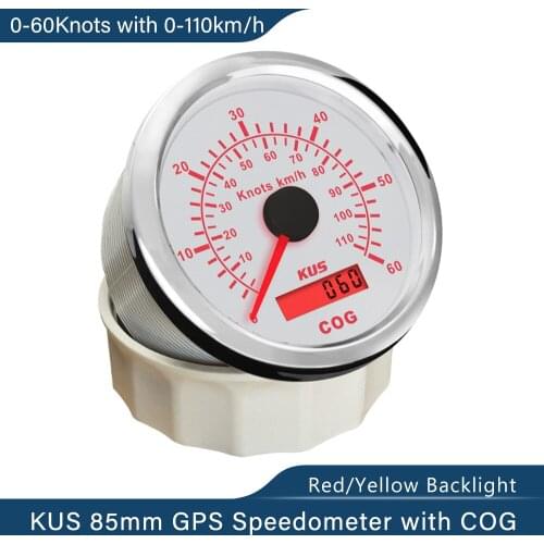 New 3 3/8" KUS Waterproof Marine Boat Vessels GPS Speedometer 0-60KNOTS With RED/YELLOW Backlight
