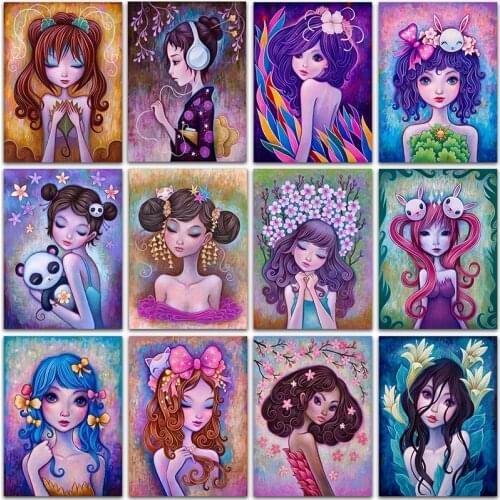 5D DIY Diamond Painting Kit Cartoon girl princess flower Full Square&Round embroidery mosaic Cross stitch Paint home decor Sale