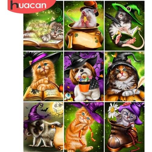 HUACAN Paint By Numbers Cat Wall Art Unique Gift Hand Painted On Canvas Acrylic Picture By Numbers Animal For Living Room