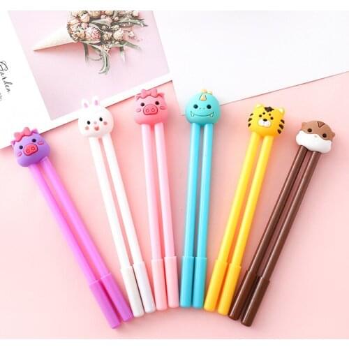 24PCS Cartoon Lazy Penalty Copy Cute Student Writing Gel Pen Office Black Ink Signature Pen 0.5mm Stationery Office Accessories