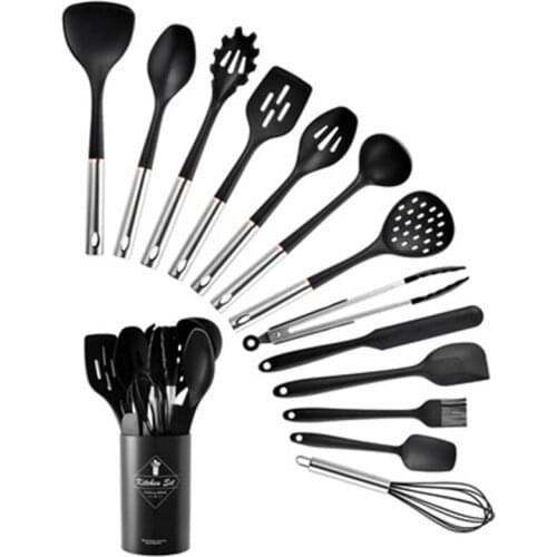 New stainless steel handle silica gel kitchenware 14 piece set of kitchen tools non stick pan shovel spoon