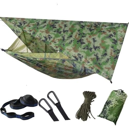 Outdoor parachute cloth waterproof sunscreen anti-mosquito hammock canopy set camping camping hammock mosquito net nylon swing