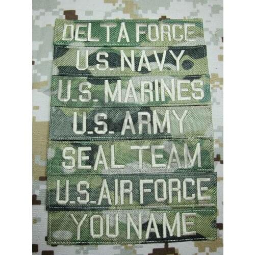 Custom Name Tape Nylon Multicam CP Background Champagne Letters Embroidery Patch