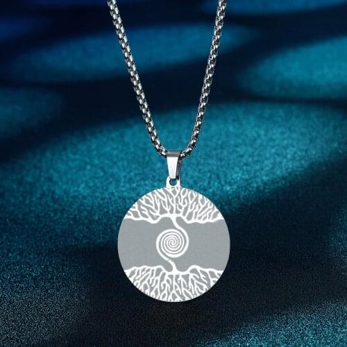 Chandle Viking Yggdrasil World Tree Medallion Stainless Steel Pendant Necklace