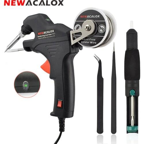 NEWACALOX 50W Electric Soldering Iron Kit EU/US Internal Heating Soldering Gun Handheld Automatically Send Tin Welding Tool Set