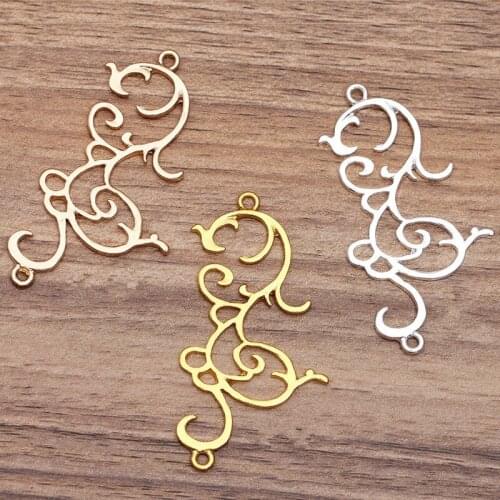 20 PCS 37*64mm Fashion Metal Alloy Gold Silver Color KC Gold Connectors Charm For Jewelry Making
