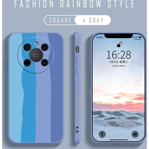 Rainbow Soft Liquid Silicone Phone Case For Huawei P40 P30 P20 Honor 10i 20 Lite 8X 9X 30 Pro Nova 3 3i 5T 7i Y9S Protect Cover