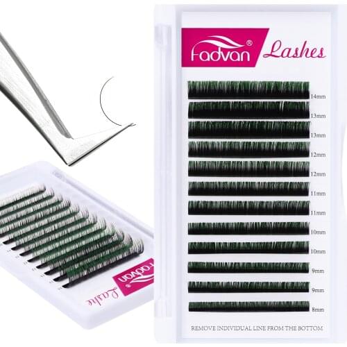 Fadvan Gradient Lashes Green Colored Eyelash Extension 12 Lines Individual Lash Faux Mink Makeup Eyelashes Professional Supplies