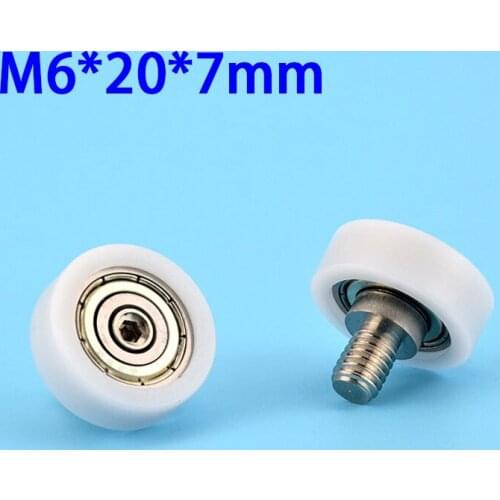 M6*20*7mm POM plastic Drawer drive rolling bearing M6 screw threaded screw plastic display cabinet pulley