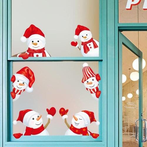 Christmas Decoration Wall Stickers Waterproof Snowman Decals Stickers For Living Room Bedroom Hoom Decor Chritmas Accessories