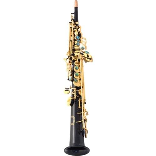 Saxofon B-flat soprano saxophone Sax Black nickel gold Musical Instruments Top Quality Gift playing professionally SAX05
