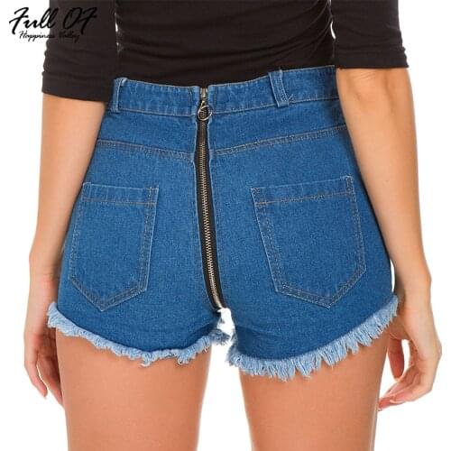 Sexy High waist shorts jeans woman befree fashion Hole Zippers skinny women jeans calca push up jeans Night club Party Bottom HL