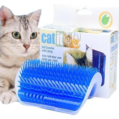 Pet Cats Brush Corner Cat Massage Self Groomer Comb Brush With Catnip Cat rubs the face with a Tickling Comb