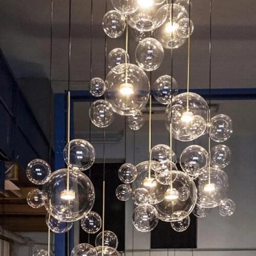 Nordic glass ball chandelier living room dining room bedroom personality soap postmodern Mickey bubble ball Chandelier