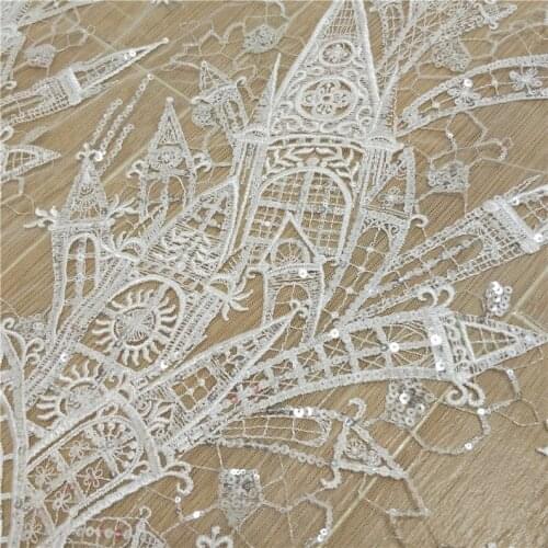 Girls Dress Fabric - Lovely Cartoon Hut Sequins Embroidered Tulle Fabric - Gauze Bridal Lace Fabric - Holiday Crafts 51" Wide By