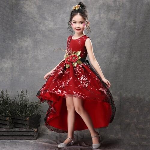 Vintage Elegant flower girl dress plum flower children wedding party Dress for girls clothes princess ball gown kids vestido