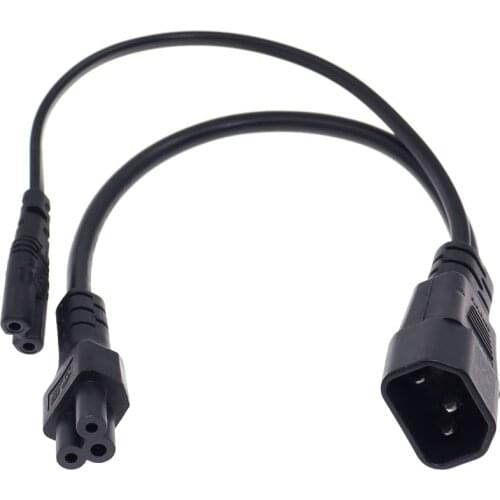 Y Type Splitter Power Cord ,IEC320 C14 Plug 3-Prong Male Power Cable Cord AC Power Adapter to C7 +C5 Female