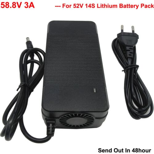 52V 51.8V Ebike battery charger 58.8V 1.5A lithium li-ion charger for 14S 52V E-BIKE Battery pack free shipping